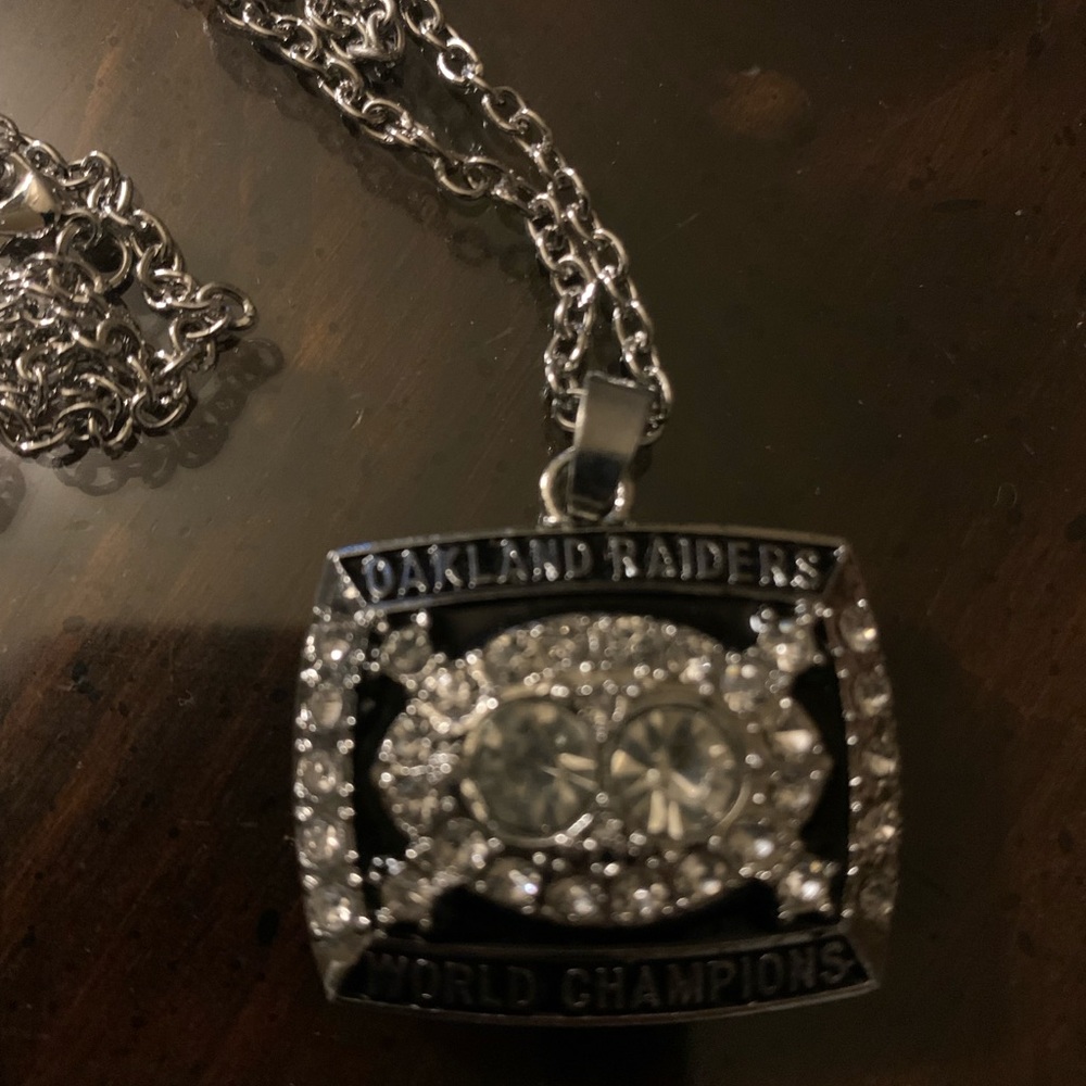 NFL 1980 Oakland Raiders Championship Ring Inspired Pendant and Necklace